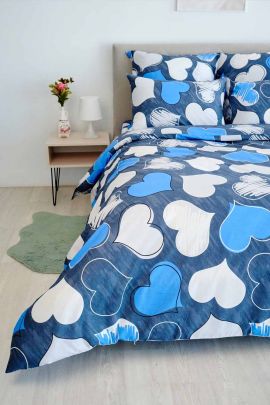 КПБ Поплин Премиум - Романтика Синий