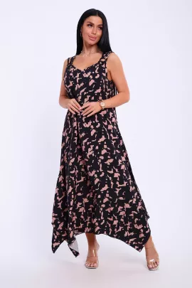 Сарафан летний больших размеров 5739 черно-бежевый последний размер
