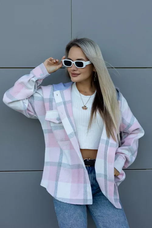 Рубашка женская в клетку с капюшоном РЖКК-01
