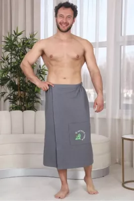 Накидка вафельная мужская с вышивкой