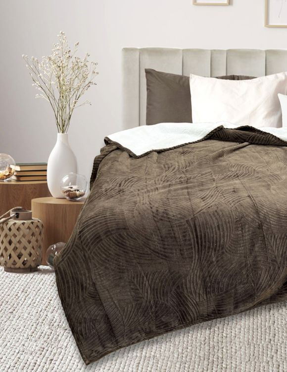 Покрывало-плед велсофт Флайфи ФФ-030 коричневый