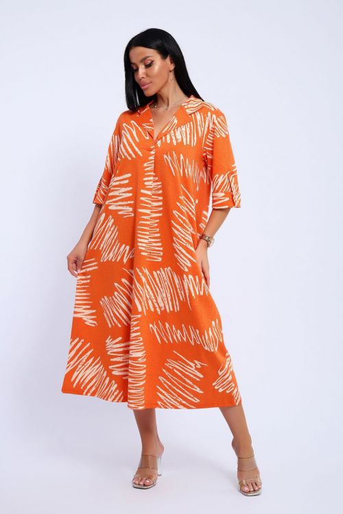 Платье 37687 оранжевый последний размер
