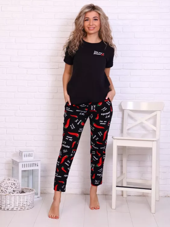 Пижама женская 5-311 (черный), Перчики