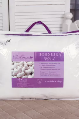Подушка "ШЕЛК" тик на молнии леб.пух