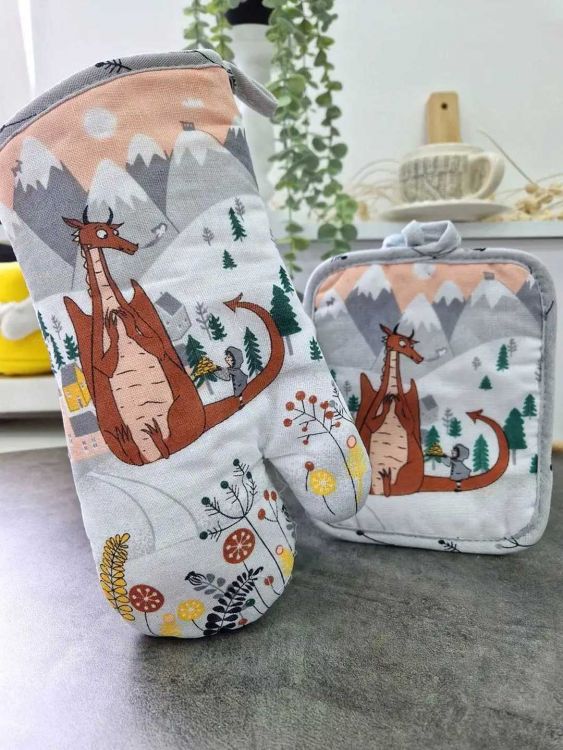 Набор рукавица и прихватка - Дракон