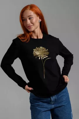 Футболка 56787 черный + одуванчик последний размер