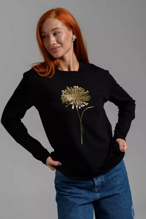 Футболка 56787 черный + одуванчик последний размер