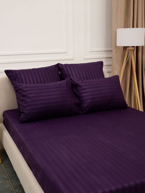 Простыня Микрофибра Страйп на резинке - Фиолетовый
