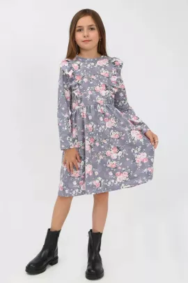 Платье детское Розочка серый последний размер