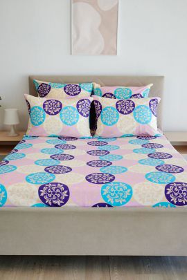 Простыня поплин - Медальоны, цвет сине-фиолетовый