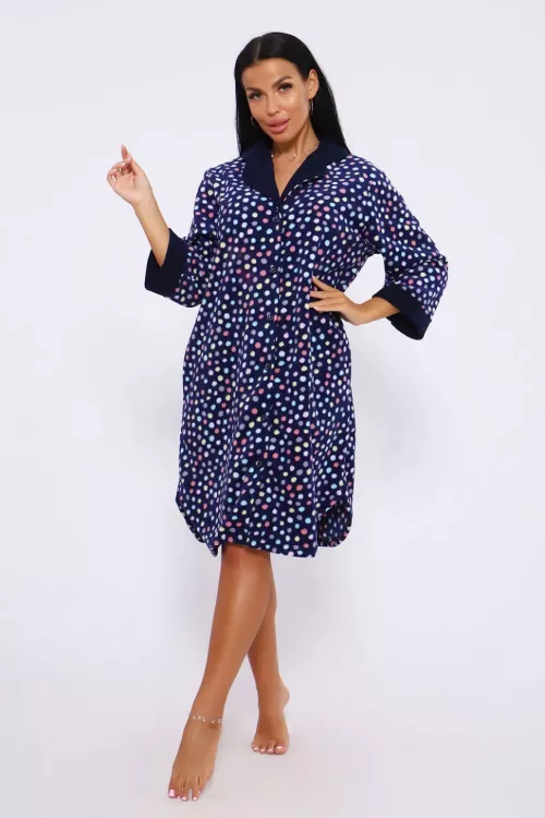 Халат 82247 флис темно-синий последний размер