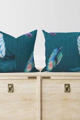 Комплект наволочек бязь - Перья зеленые