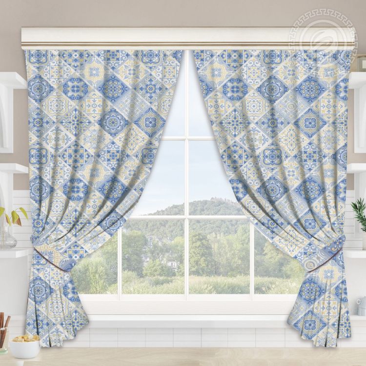 Шторы для кухни с подхватом Сицилия Ш.145.180 145*180 Ш.145.180