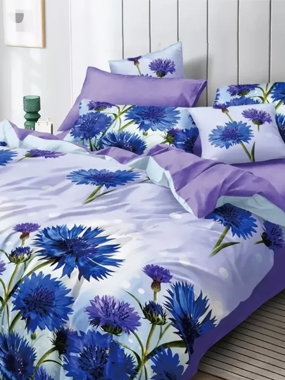 Постельное белье поплин эксклюзив на молнии - Васильковое поле