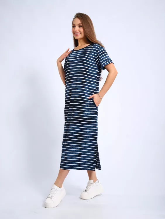 Платье женское 4-106а (индиго полоска)