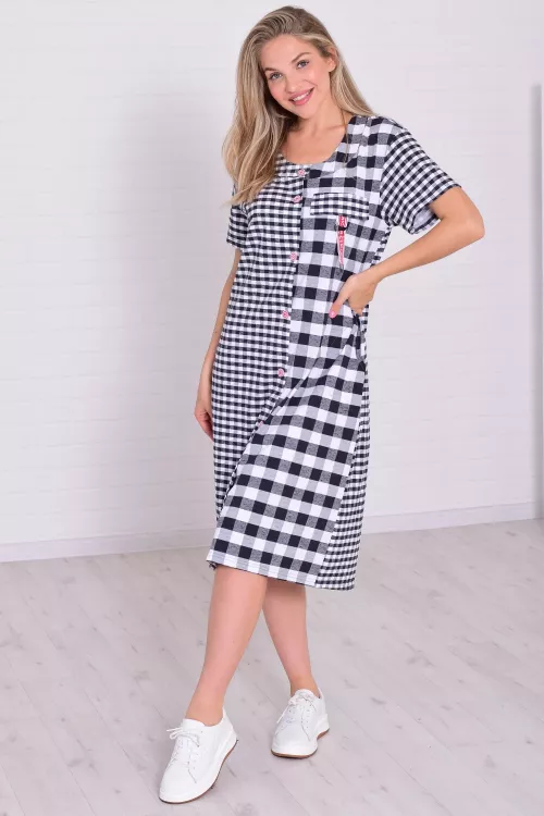 Халат женский 3-214а (мелкая клетка)