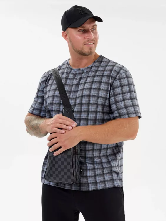 Титан футболка мужская (индиго клетка)