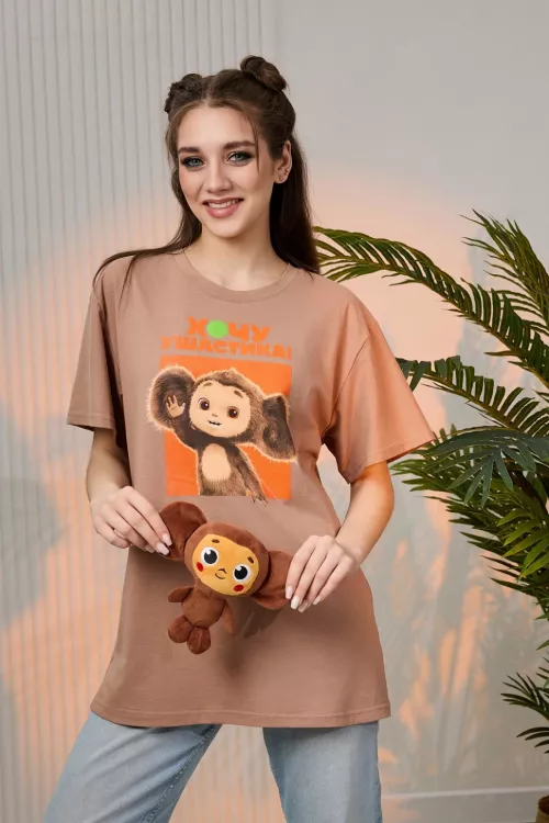 Футболка 8374 Чебурашка капучино последний размер