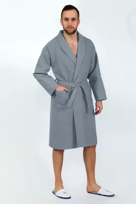 Халат запашной с воротником (серый) 0115XL 56-60 0115XL