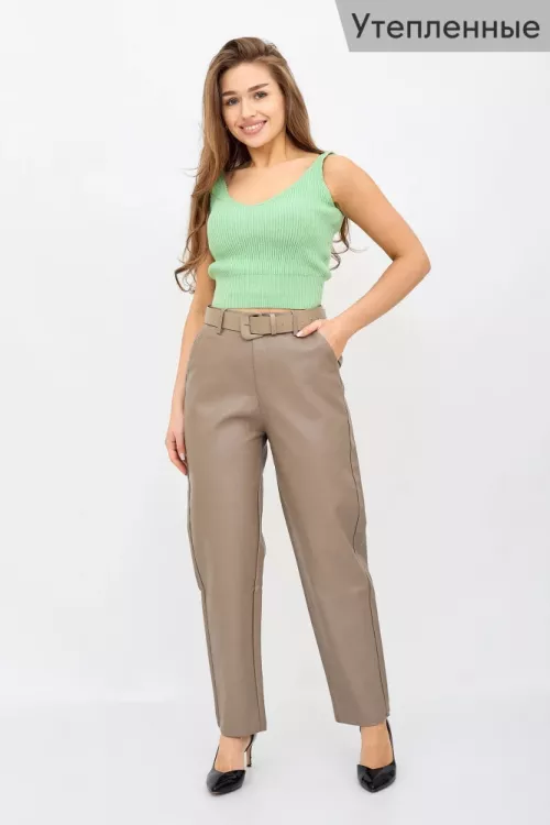 Брюки джоггеры 9171 К экокожа коричневый последний размер