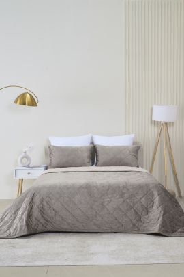 Набор покрывало и чехлы на подушку - Кристалл, цвет какао