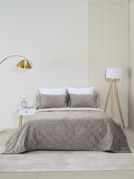 Набор покрывало и чехлы на подушку - Кристалл, цвет какао