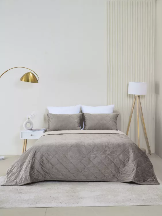 Набор покрывало и чехлы на подушку - Кристалл, цвет какао