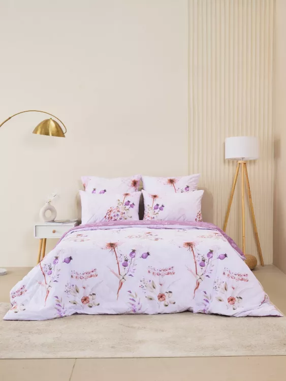 Постельное белье зима-лето из поплина с простыней на резинке - Виталина