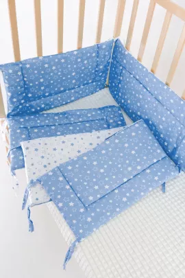 Бортик в кроватку четырехсторонний арт. БРК32/звездочка-голубая