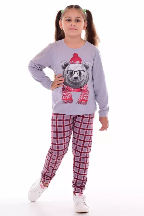 Пижама подростковая 12-101 (серый) Мишка в шапке